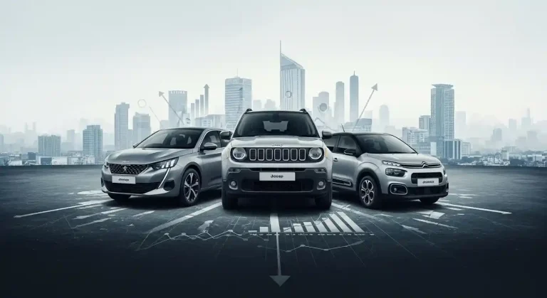 Urysia Stellantis multi-brand dealership in Kenya showcasing Peugeot, Jeep, and Citroën cars targeting new-car buyers and urban SUV market.